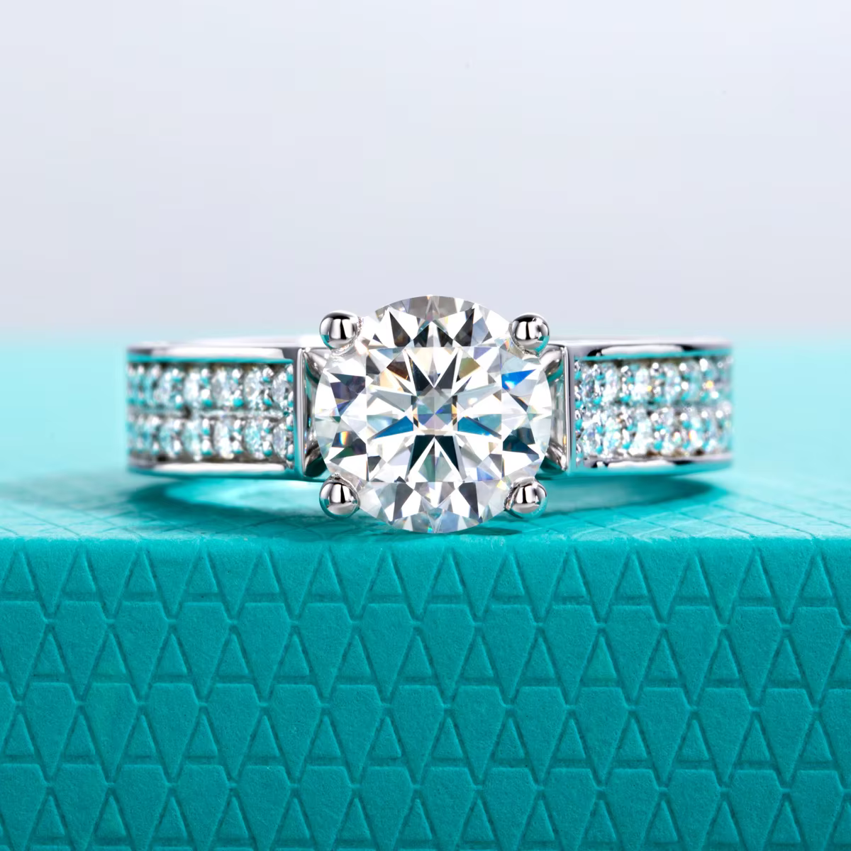 2ct Moissanite bague de fiançailles pour les femmes 925 en argent Sterling 18k plaqué or D couleur luxueux