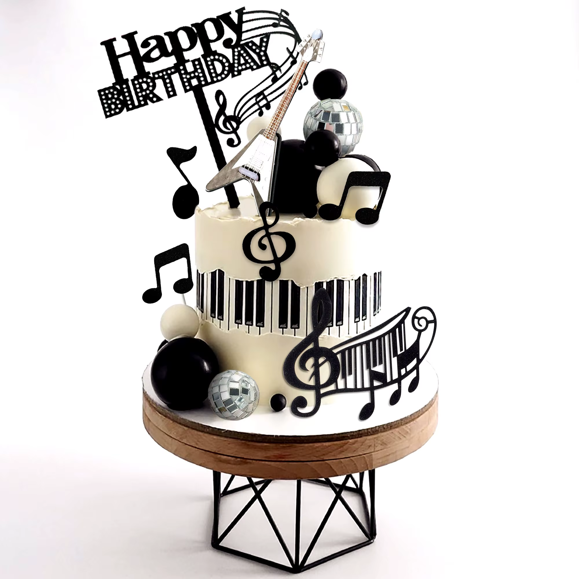 Boule Disco musique gâteau Topper guitare