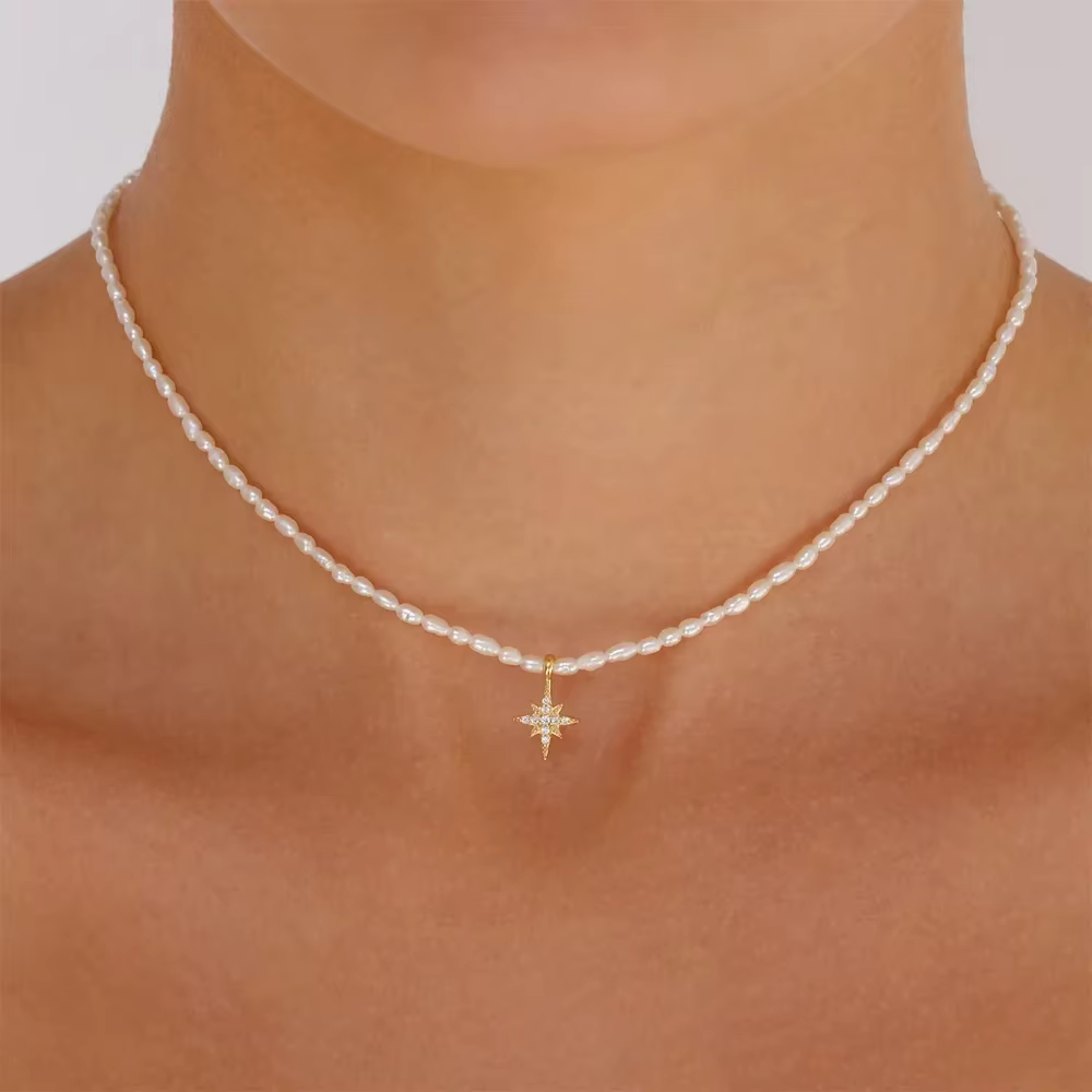 BOAKO collier de perles argent 925 bijoux originaux étoile lune paume mauvais œil serpent Zircon pendentif colliers pour femmes cadeau élégant