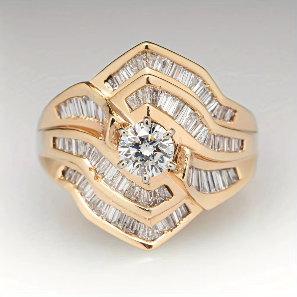 Bague de fiançailles de luxe en zircone synthétique en forme de rose pour femme