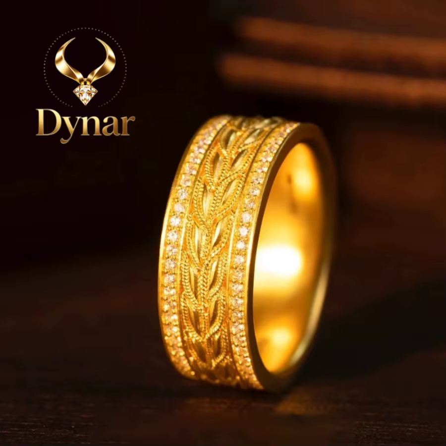 Bague Dynar Jewelry de luxe en or véritable 999 24K