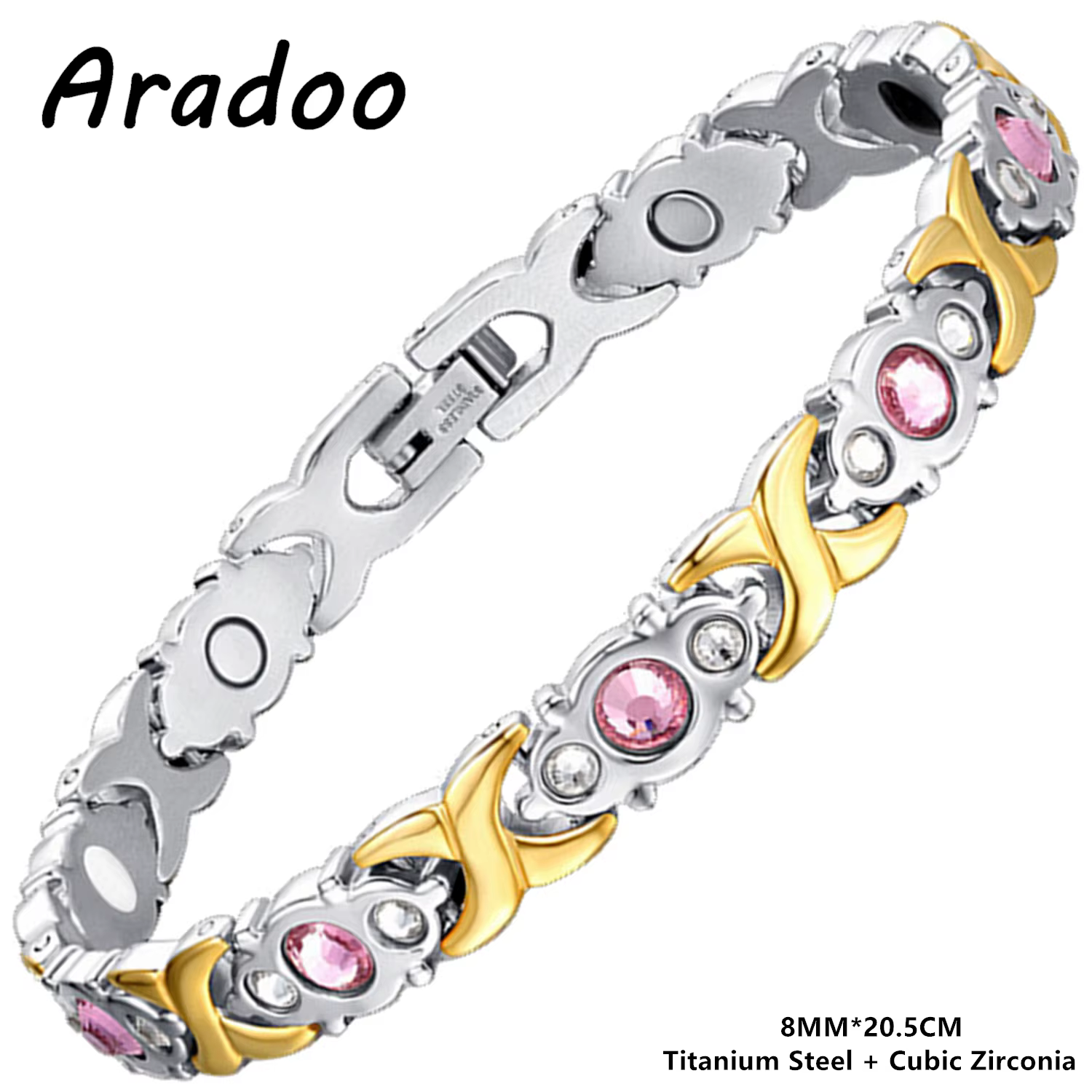 ARADOO titane acier cristal Bracelets pour femme classique