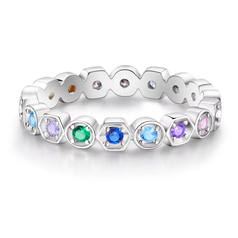 Bague carrée et circulaire éblouissante en argent Sterling 925 pour femmes et filles