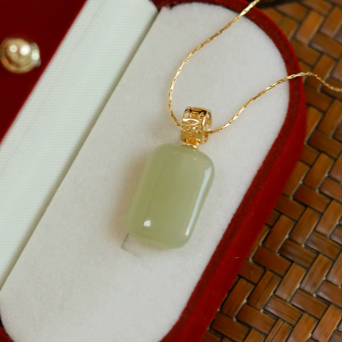 Ventfille – collier avec pendentif en Jade Hetian pour femmes et filles