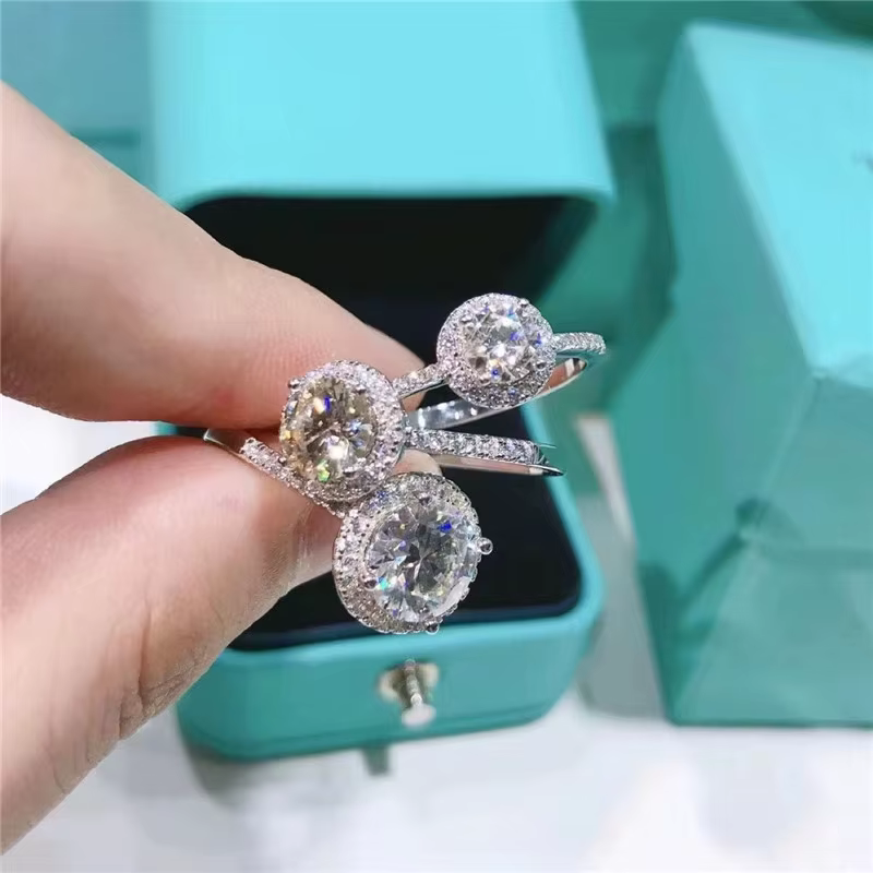 0.5-3 Carat D couleur Moissanite VVS1 excellente coupe 925 bague de mariage en argent Sterling pour les femmes diamant bijoux bagues de fiançailles