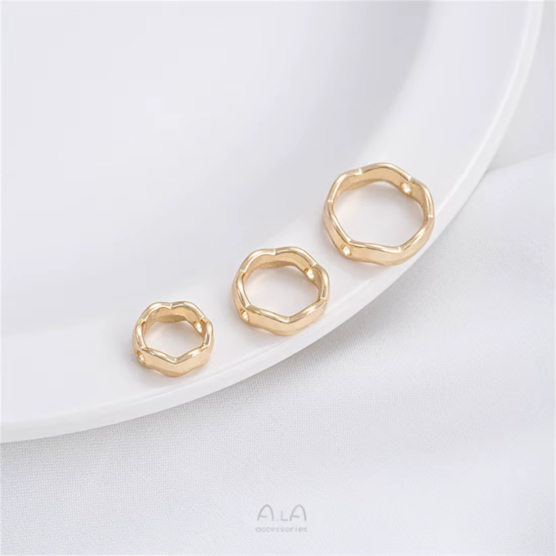 Ensemble de bagues ondulées en or 14K