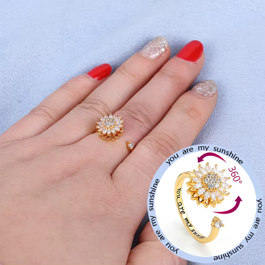 You Are My Médiateur light Sunflower Spinner Ring for Women