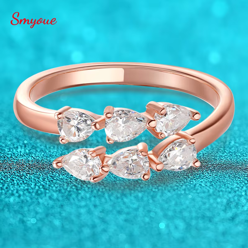 Smyoue – bague Moissanite certifiée goutte d'eau pour femmes