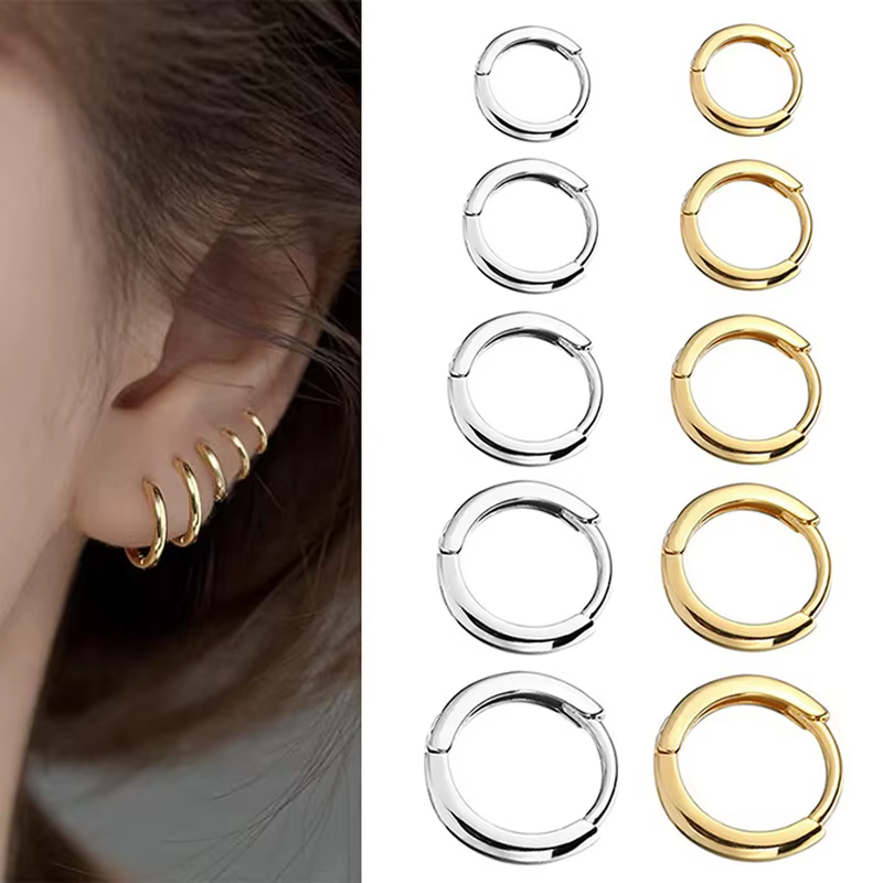 Petites boucles d'oreilles simples en acier inoxydable pour femmes et hommes