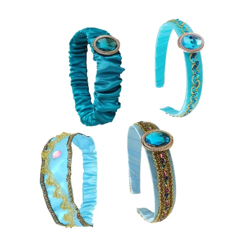 Filles Jasmine Bandeaux avec Grand Cristal Chapeaux Princesse Arabe Bandes Cheveux