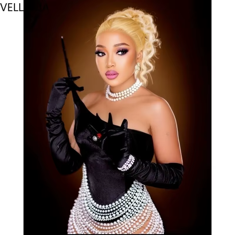 Robe de bal en perles époustouflante