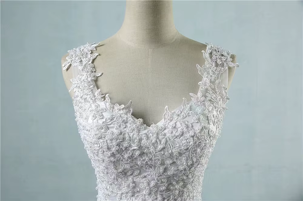 Robe de Mariée Personnalisée en Tulle avec Perles Appliquées