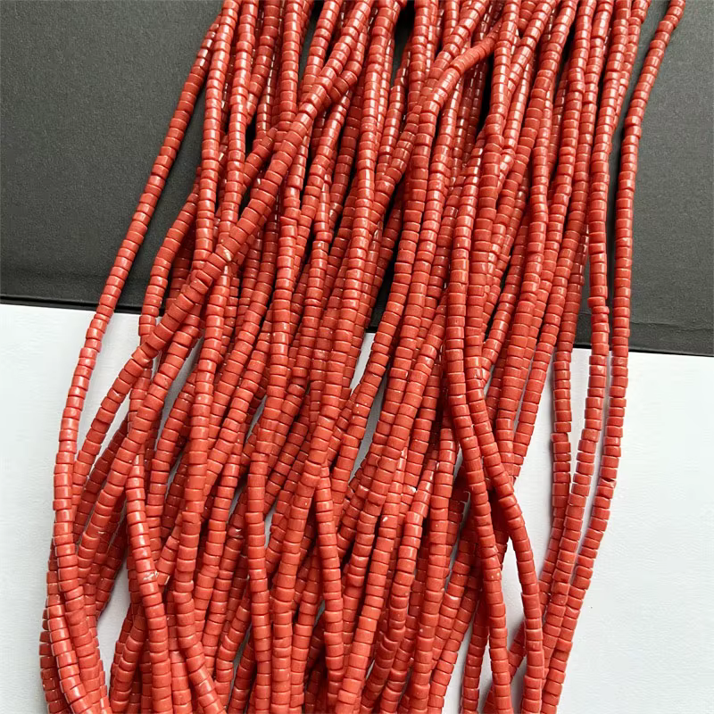 Heishi – perles en pierre de corail rouge Orange 2*3MM, disque de puce, espaceur de pierres précieuses, bijoux à faire soi-même, Bracelet, collier à la mode, AAAAA