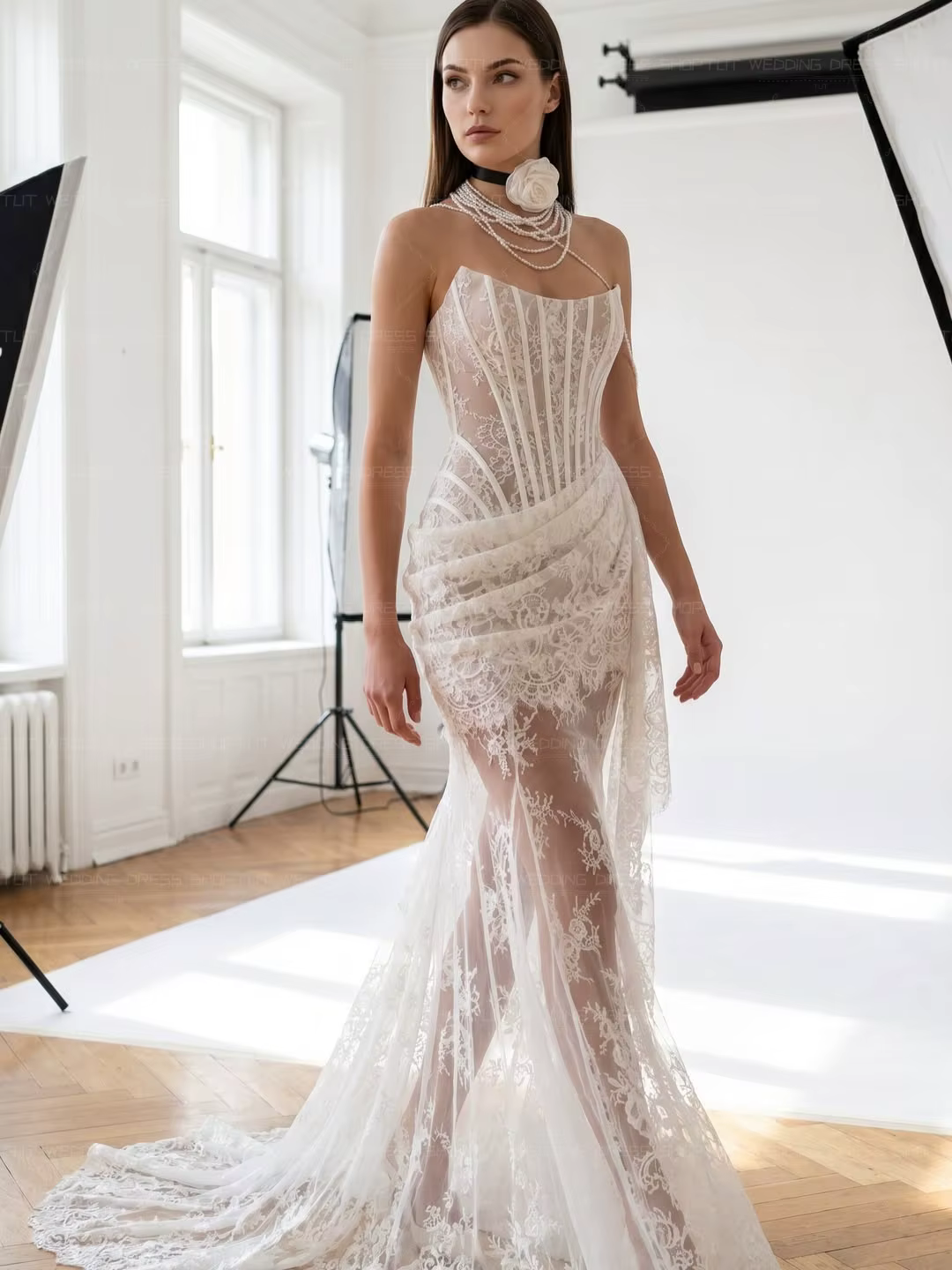 Robes de mariée sirène vintage en dentelle TLIT