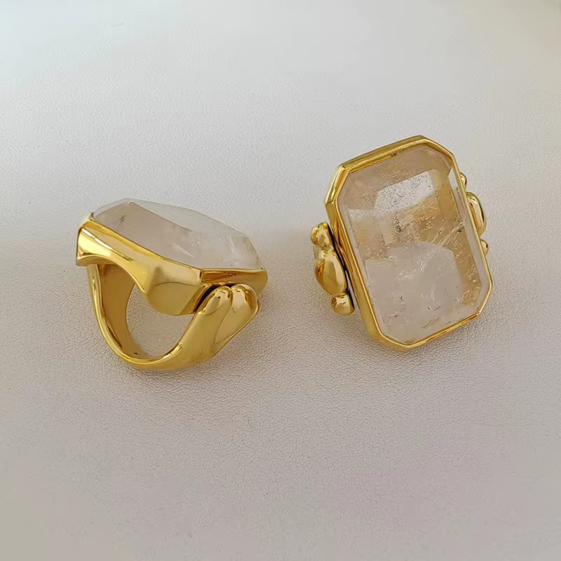 Grand anneau Cube de sucre en cristal de Style français