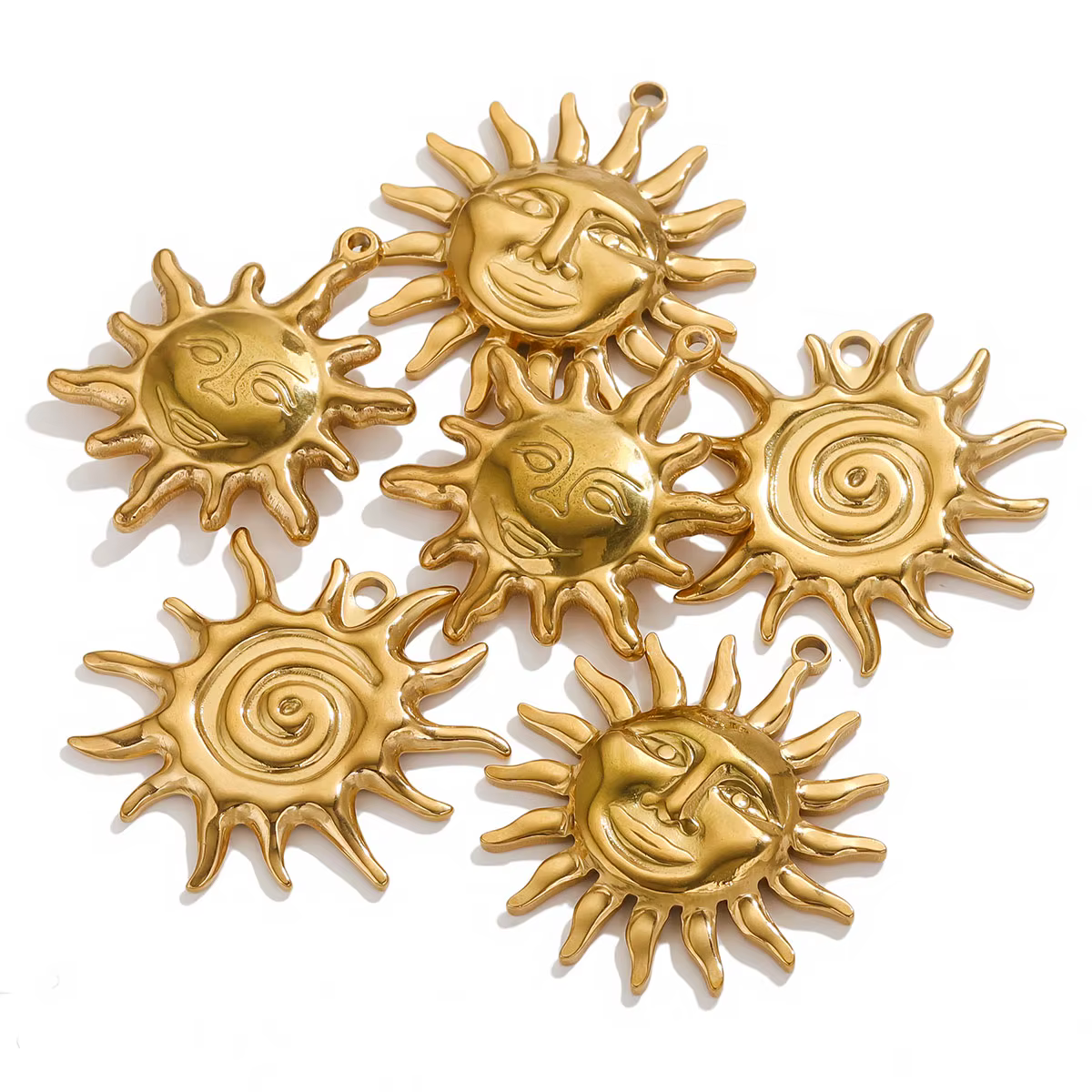 Pendentif soleil visage Smiley en acier inoxydable