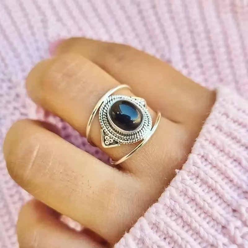 Huitan – bague ovale en Imitation opale pour femmes