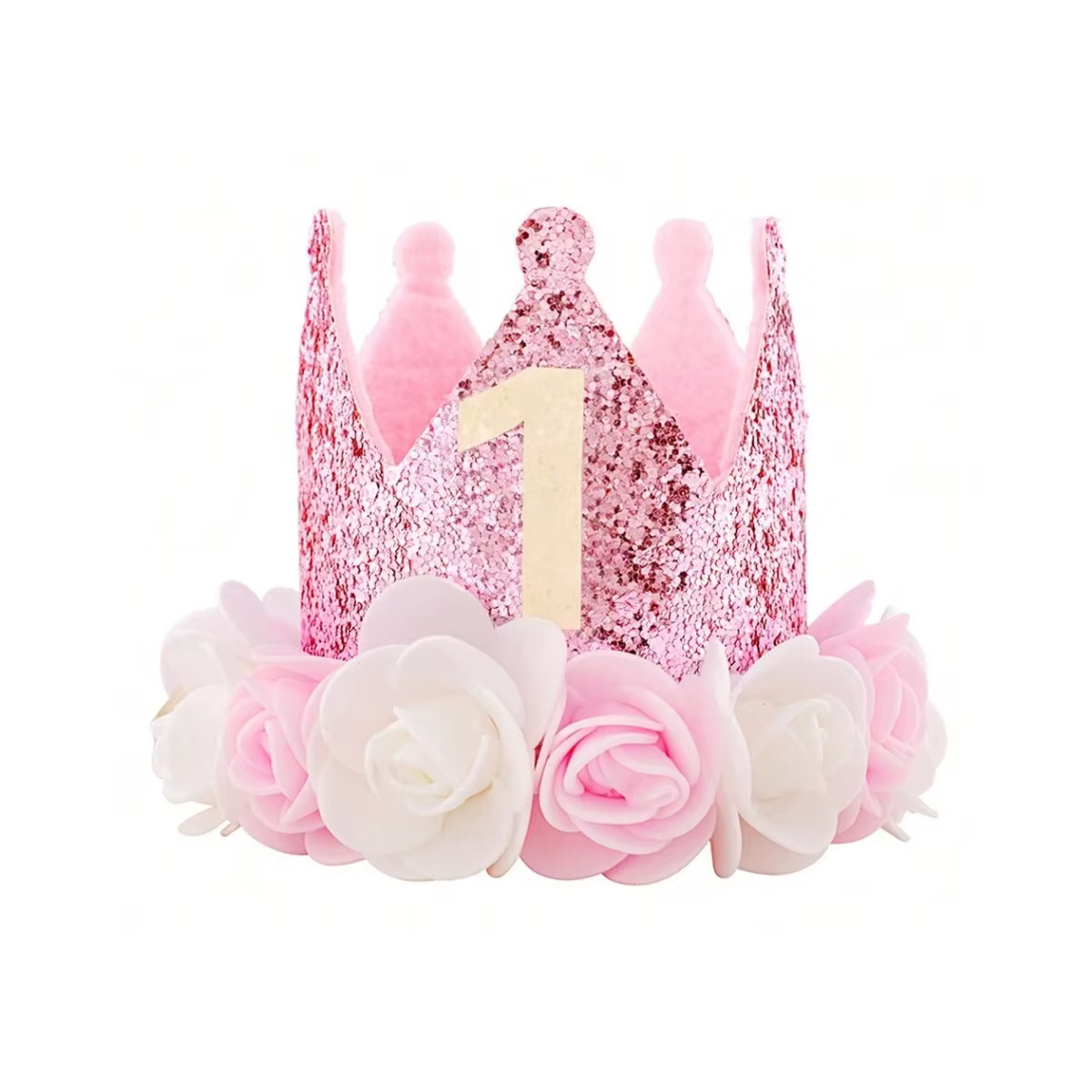 Chapeau d'anniversaire premier anniversaire 1er pour bébé fille décor cadeaux or Rose
