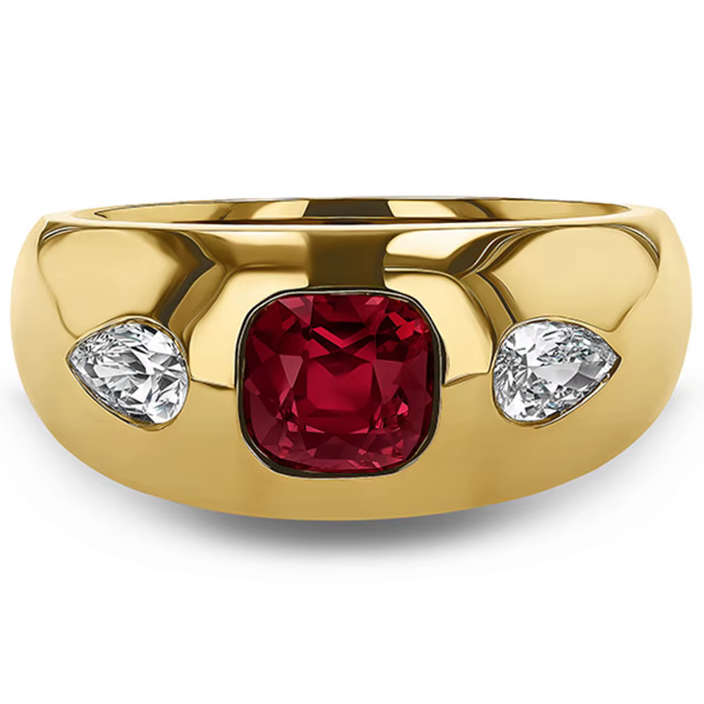 WUIHA Bague de fiançailles et de mariage en argent sterling 925 avec rubis de laboratoire taille coussin couleur