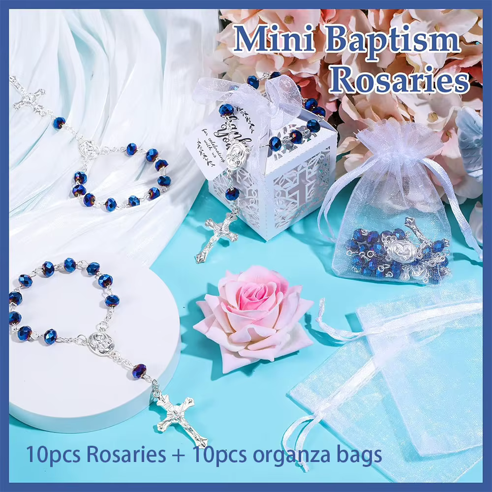 10-60 Ensembles de Sachets en Organza pour Cadeaux de Baptême