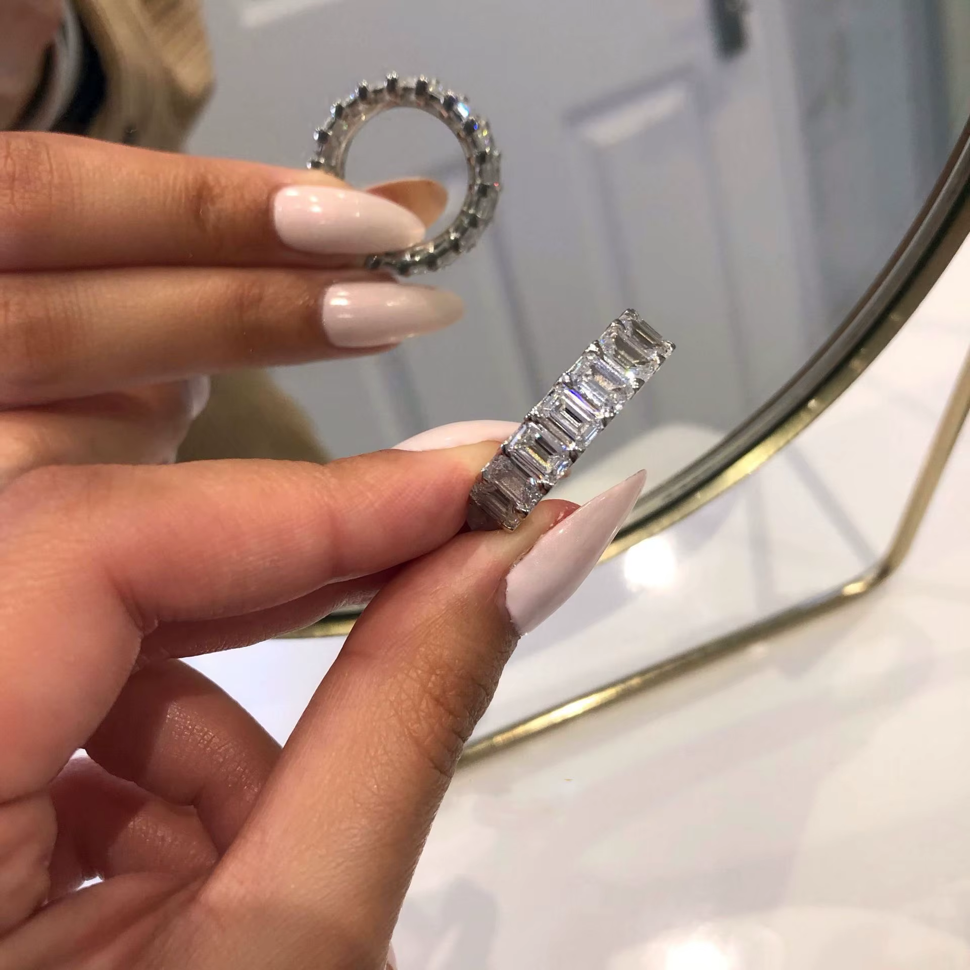 Bague en Zircon de laboratoire taille émeraude