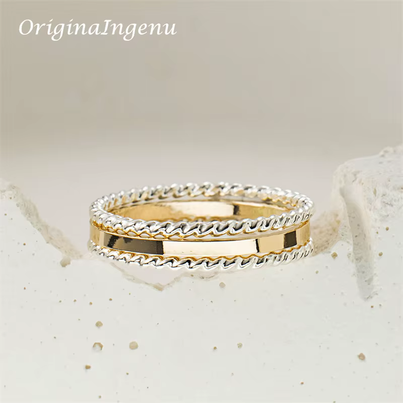 Ensemble de 3 bagues empilables remplies d'or