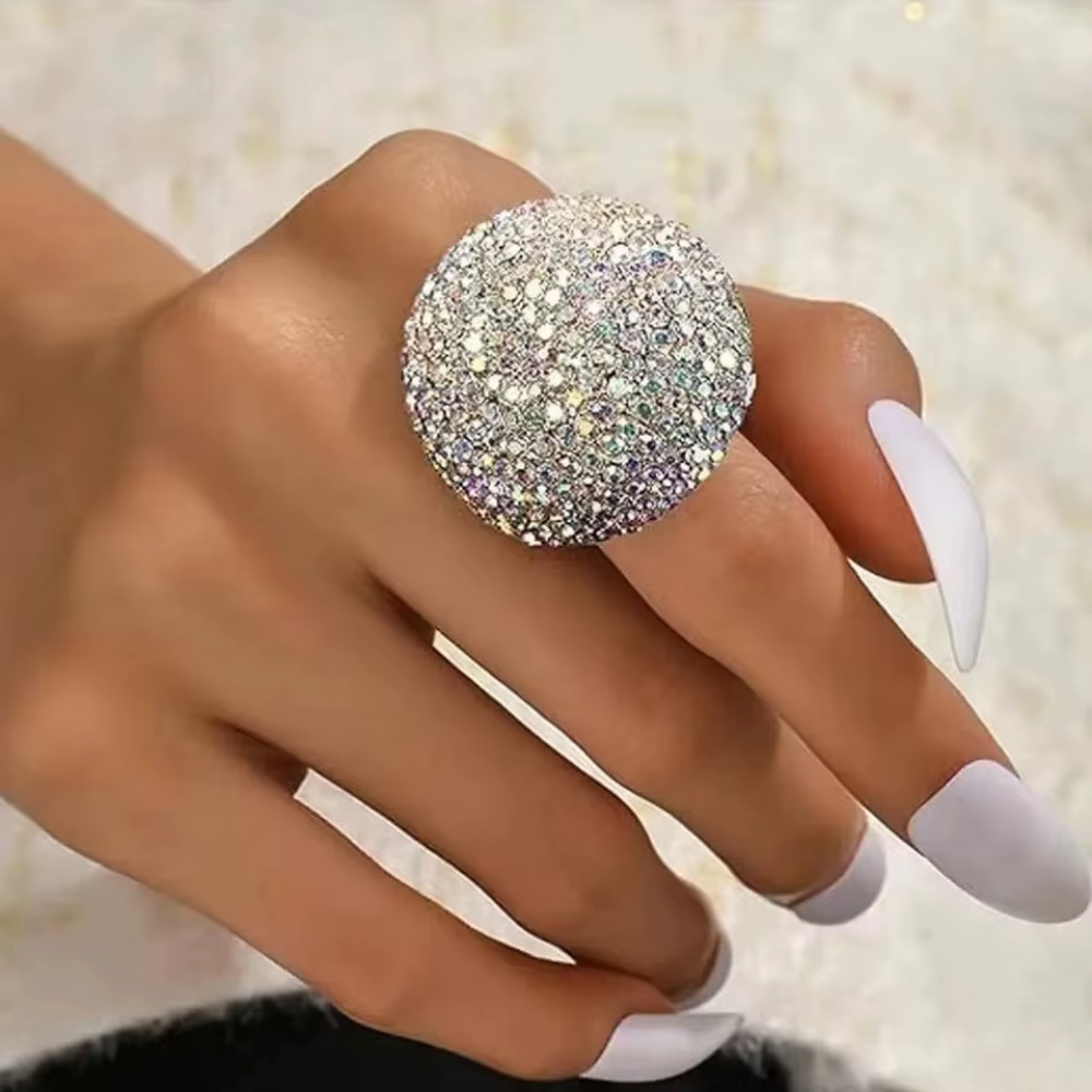 Bagues rondes colorées en cristal de luxe