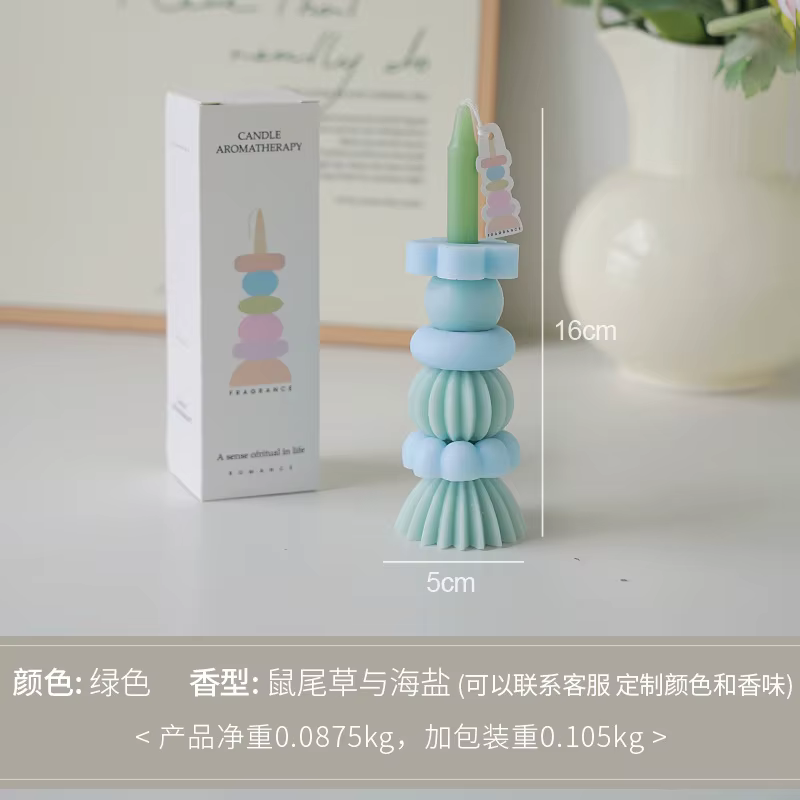 Bougie empilable arc-en-ciel parfumée pour blocs de construction