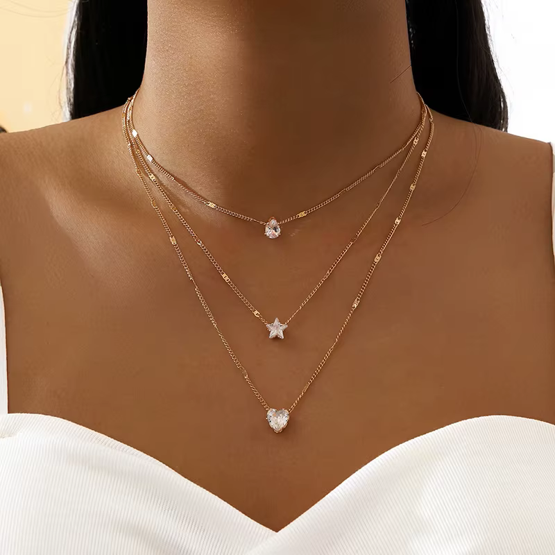 ChimZunderes-Collier pendentif multicouche pour femme