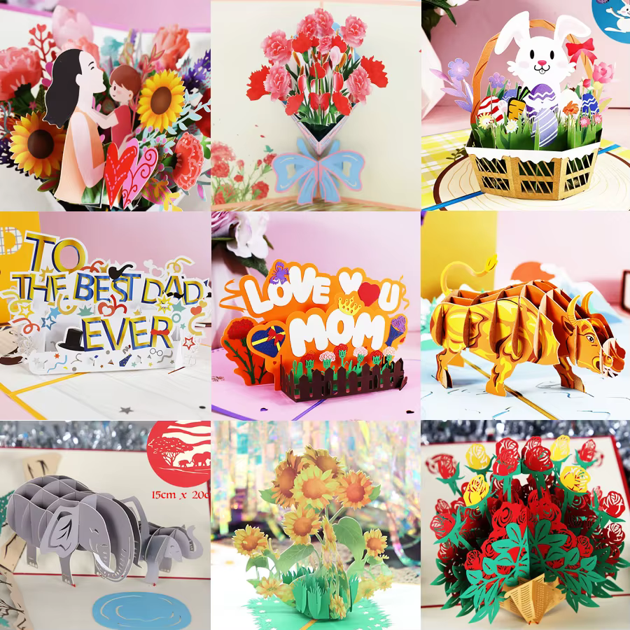 Carte de vœux 3D pop-up Joyeux Anniversaire