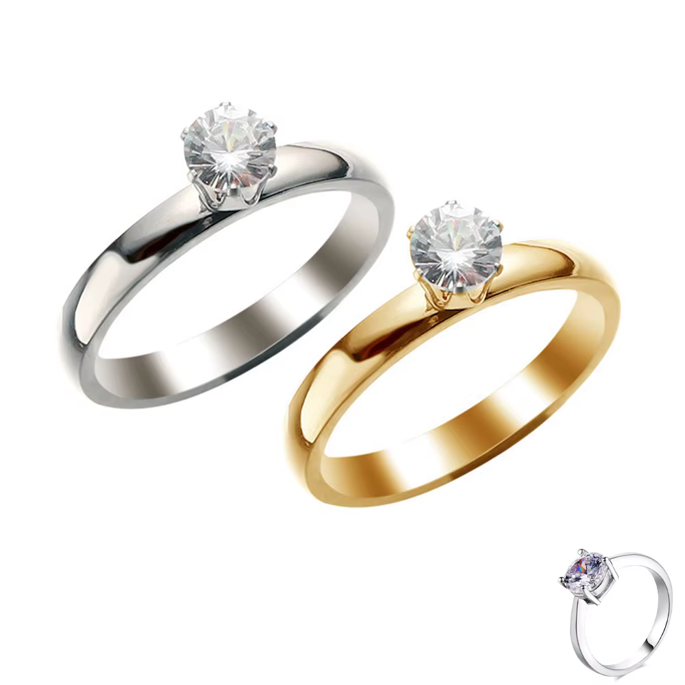 Bagues Solitaire en titane et acier pour hommes et femmes