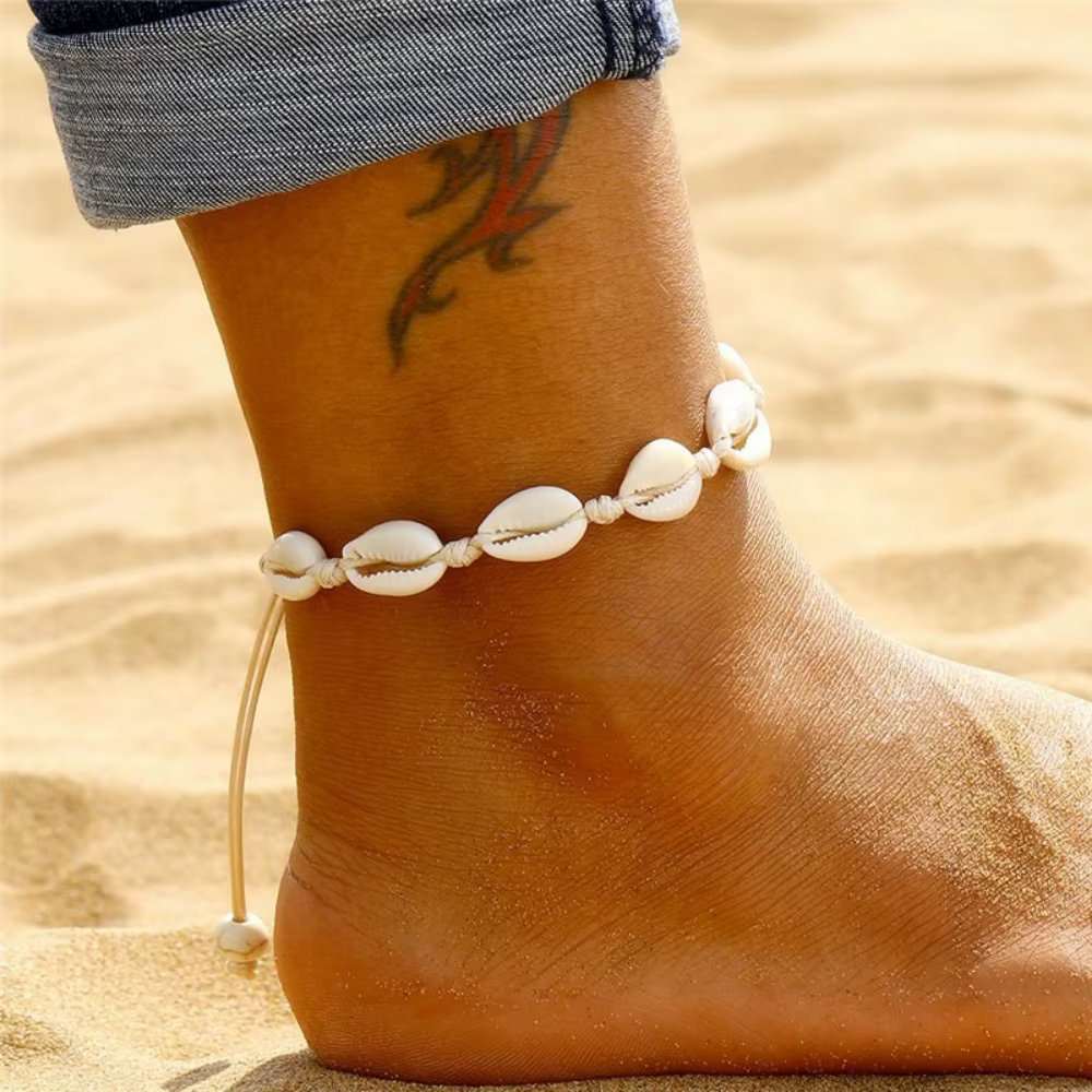 Bracelet de cheville en coquillage de plage d'été