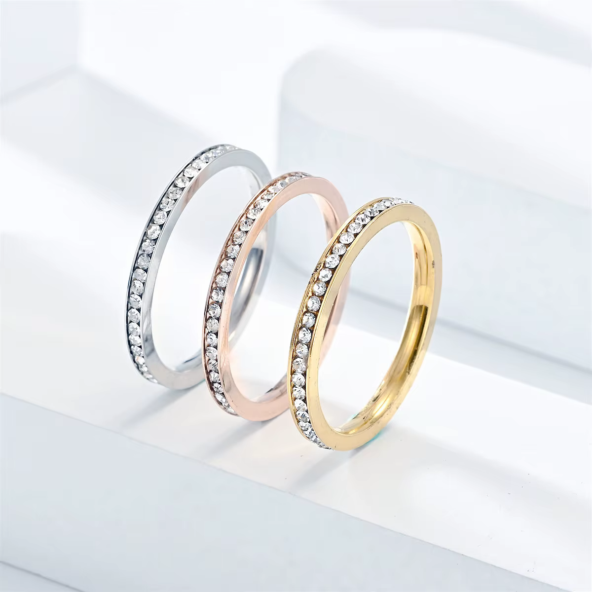Bagues délicates en micro-pavé de zircon pour femmes