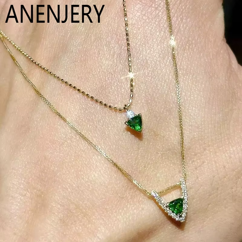 ANENJERY – collier avec pendentif Triangle en Zircon pour femmes