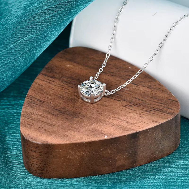 Collier pendentif en argent sterling 925 classique et brillant pour femme