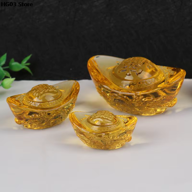 Yuan Bao en cristal jaune doré