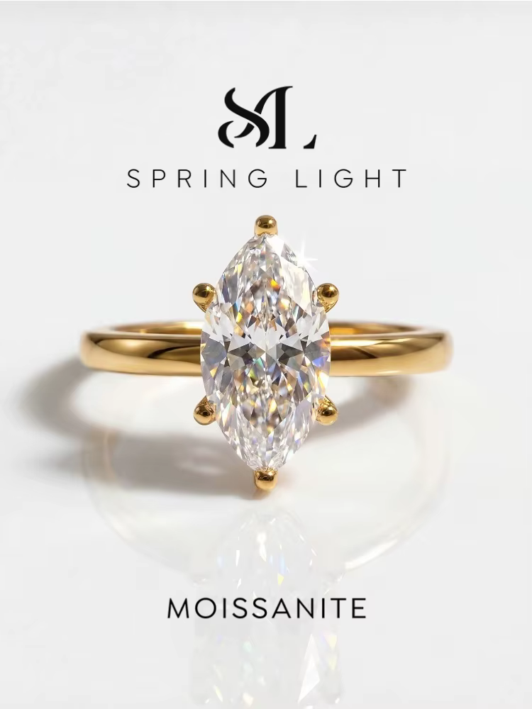 Bagues de fiançailles et de mariage de luxe en argent sterling 925 avec diamant moissanite marquise véritable 1 carat