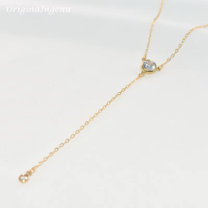 Collier Ras du Cou Rempli d'Or en Y pour Femme