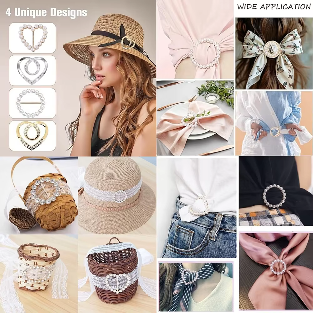 4 pièces t-mignon écharpe anneau et diapositives pour foulards-chemises Clips vêtements métal rond cercle anneaux