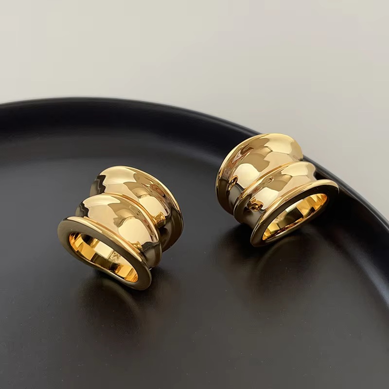 Bague de luxe en laiton plaqué or pour femme