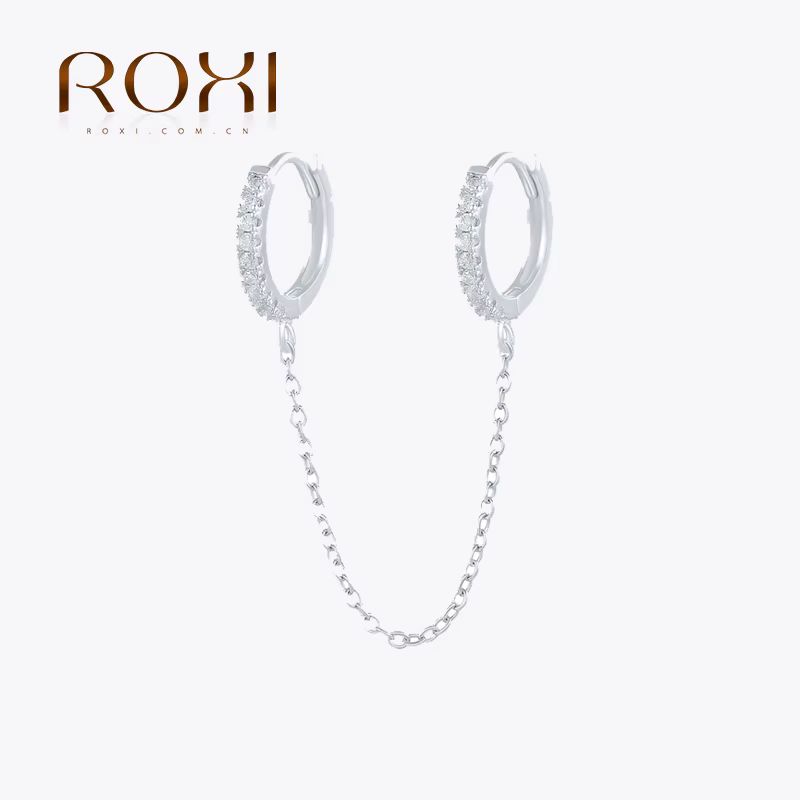 ROXI coréen 925 en argent Sterling boucle d'oreille gland rétro longues boucles d'oreilles pour les femmes Double
