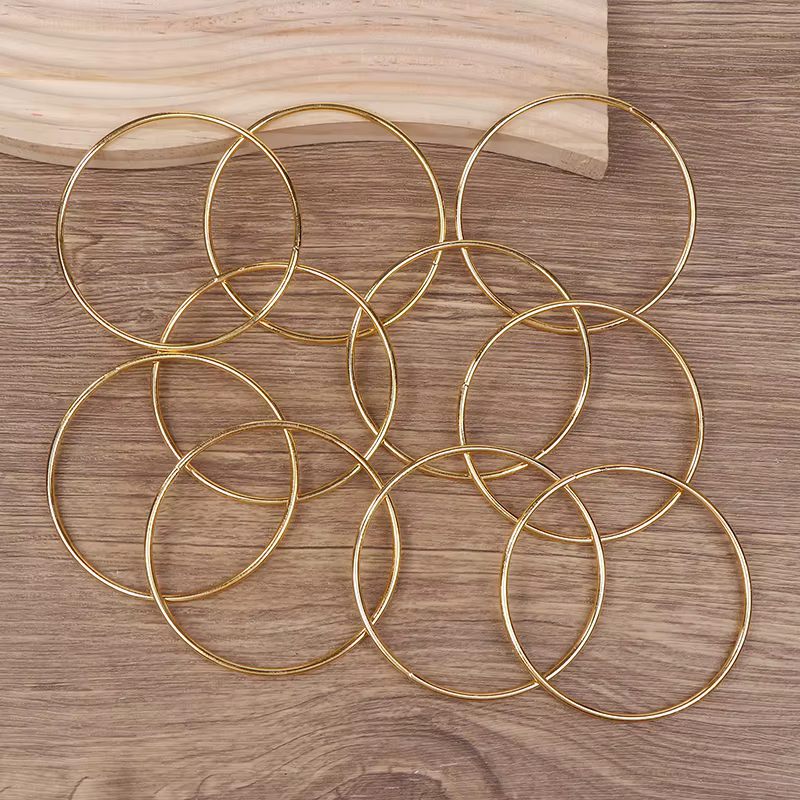 Lot de 10 anneaux métalliques attrape-rêves dorés de 3 pouces