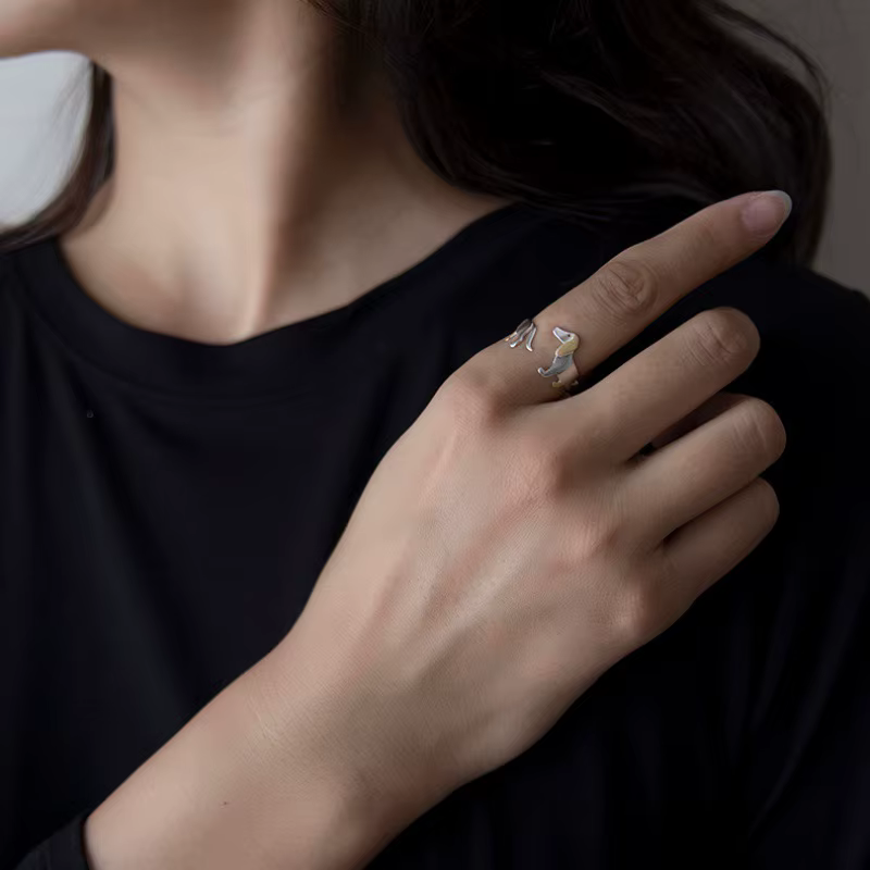 Bague chien Unique en argent Sterling 925 pour femmes