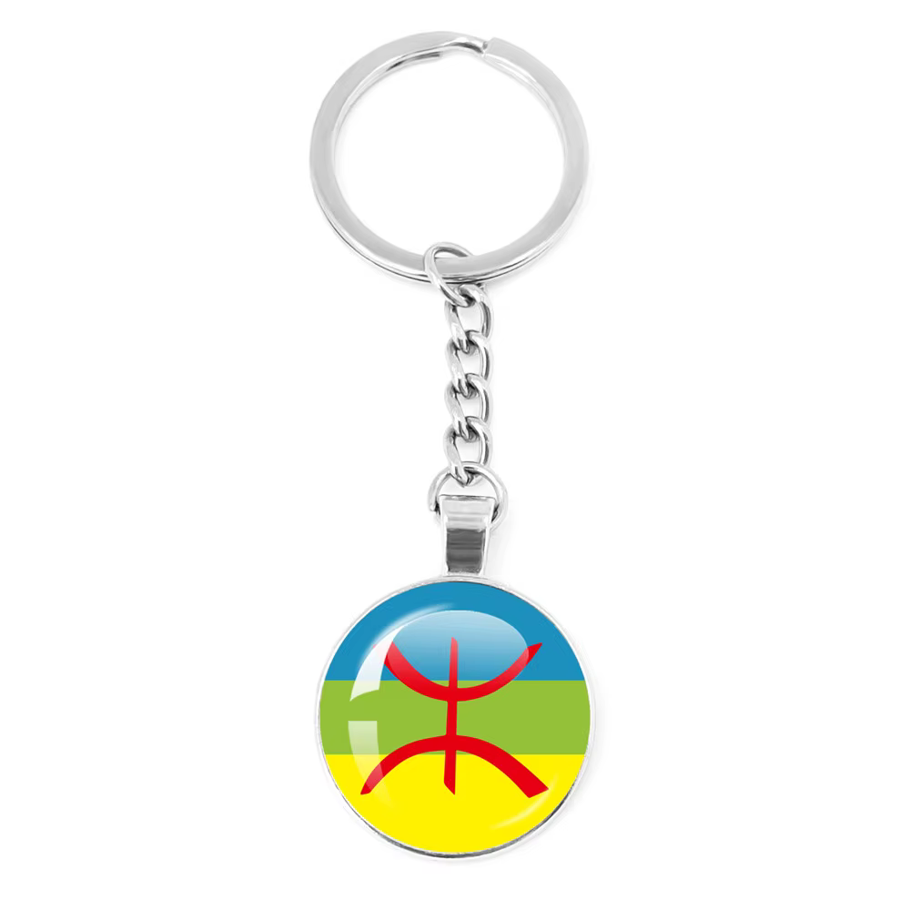 Porte-clés drapeau berbère d'afrique du nord, 25mm, bijoux en verre, cadeau pour amis