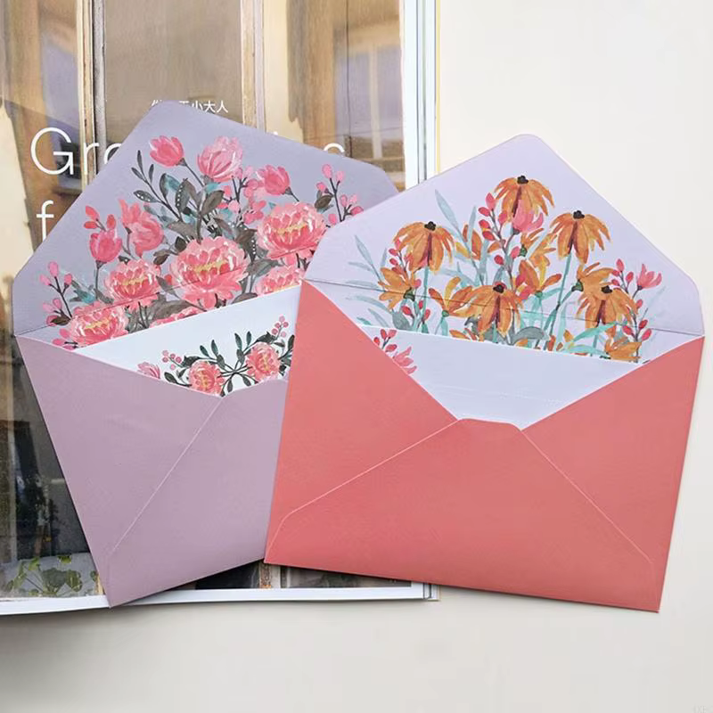 Ensemble d'enveloppes de fleurs en papier à lettres