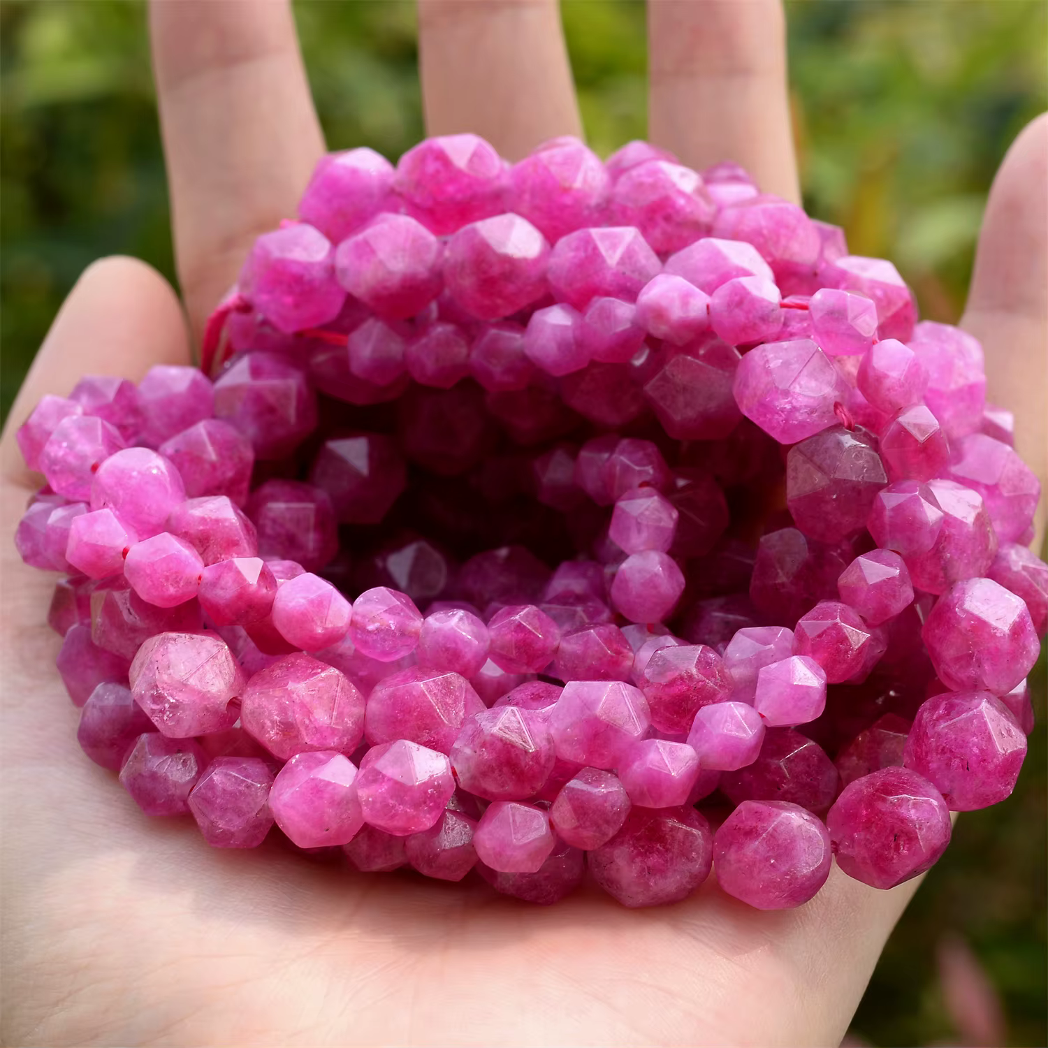 Perles de Tourmaline à facettes roses