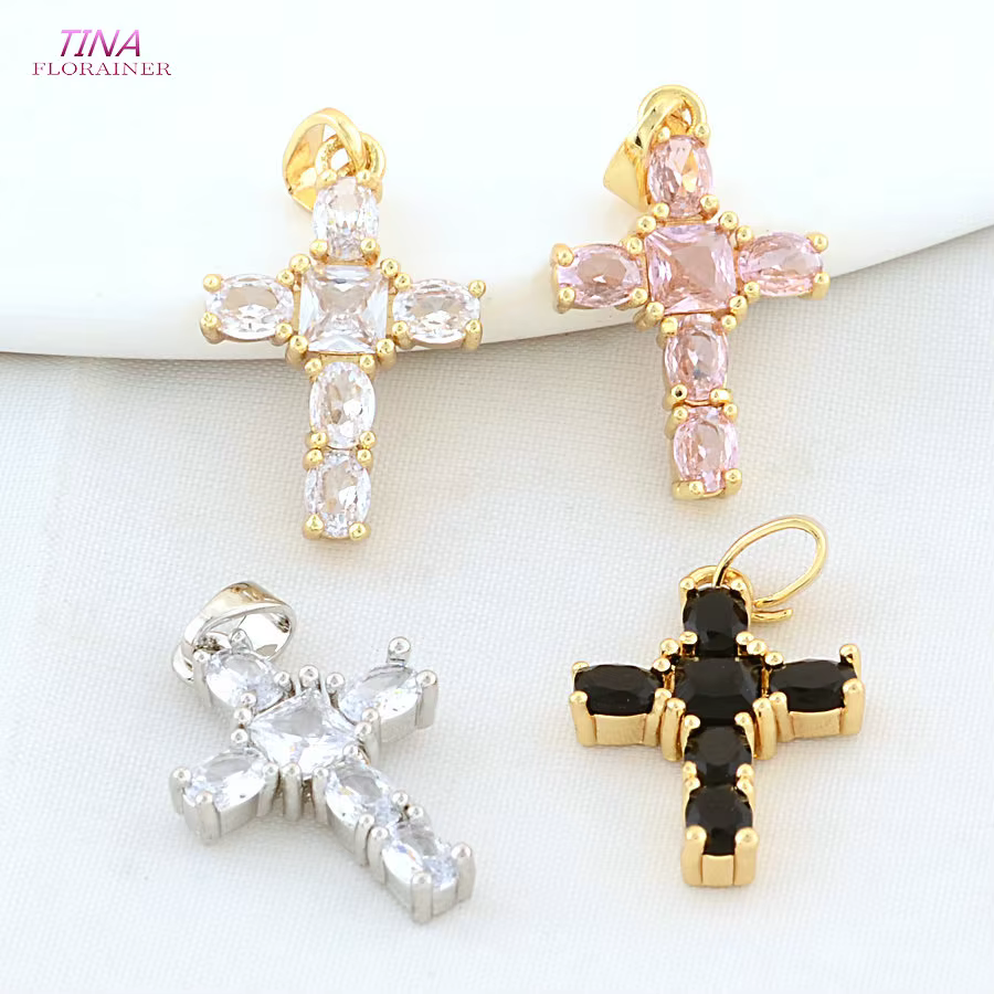 Breloques croisées en laiton couleur or 18K
