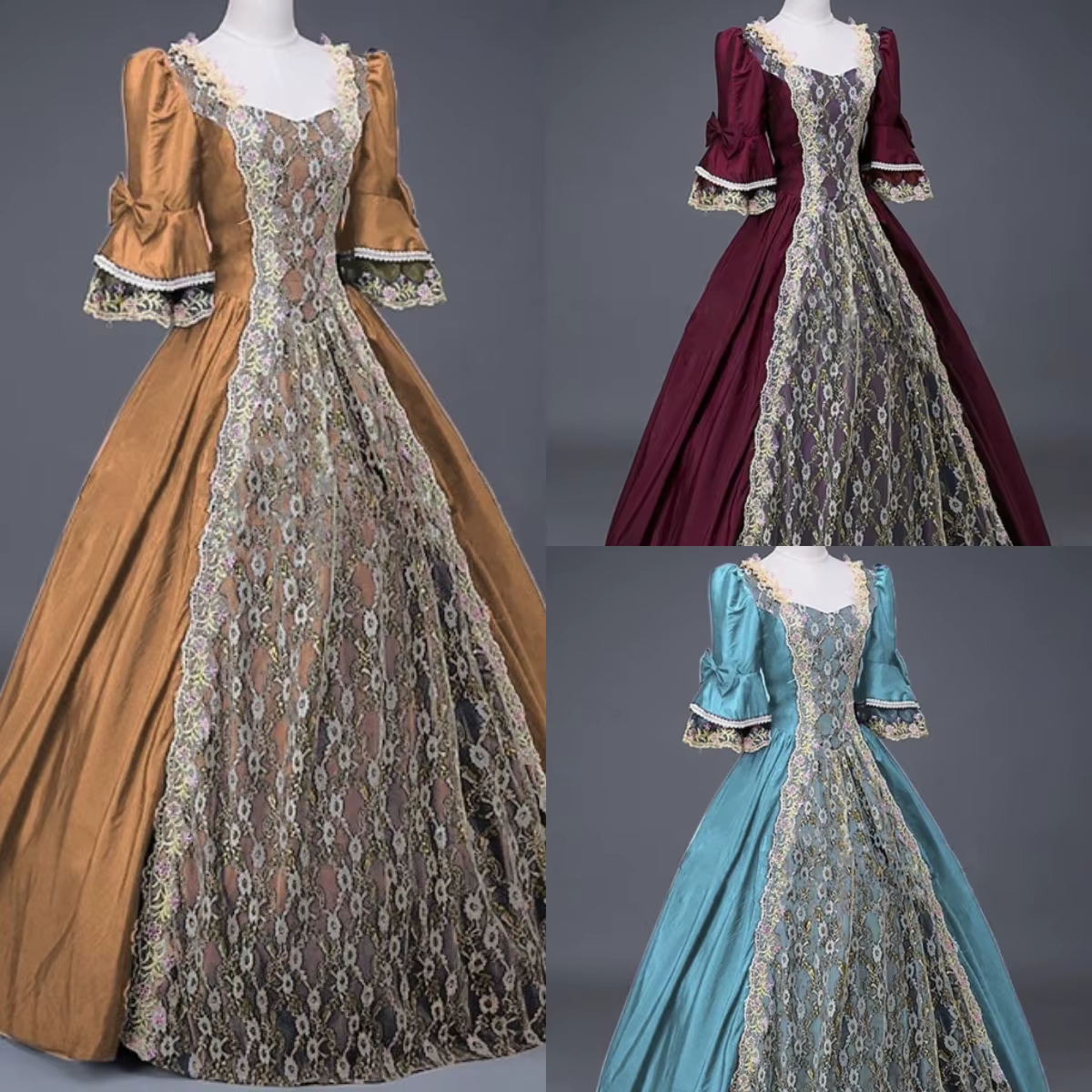 Robe de bal médiévale pour femmes Renaissance victorienne Champagne mascarade Costume reine robes de bal de luxe doré