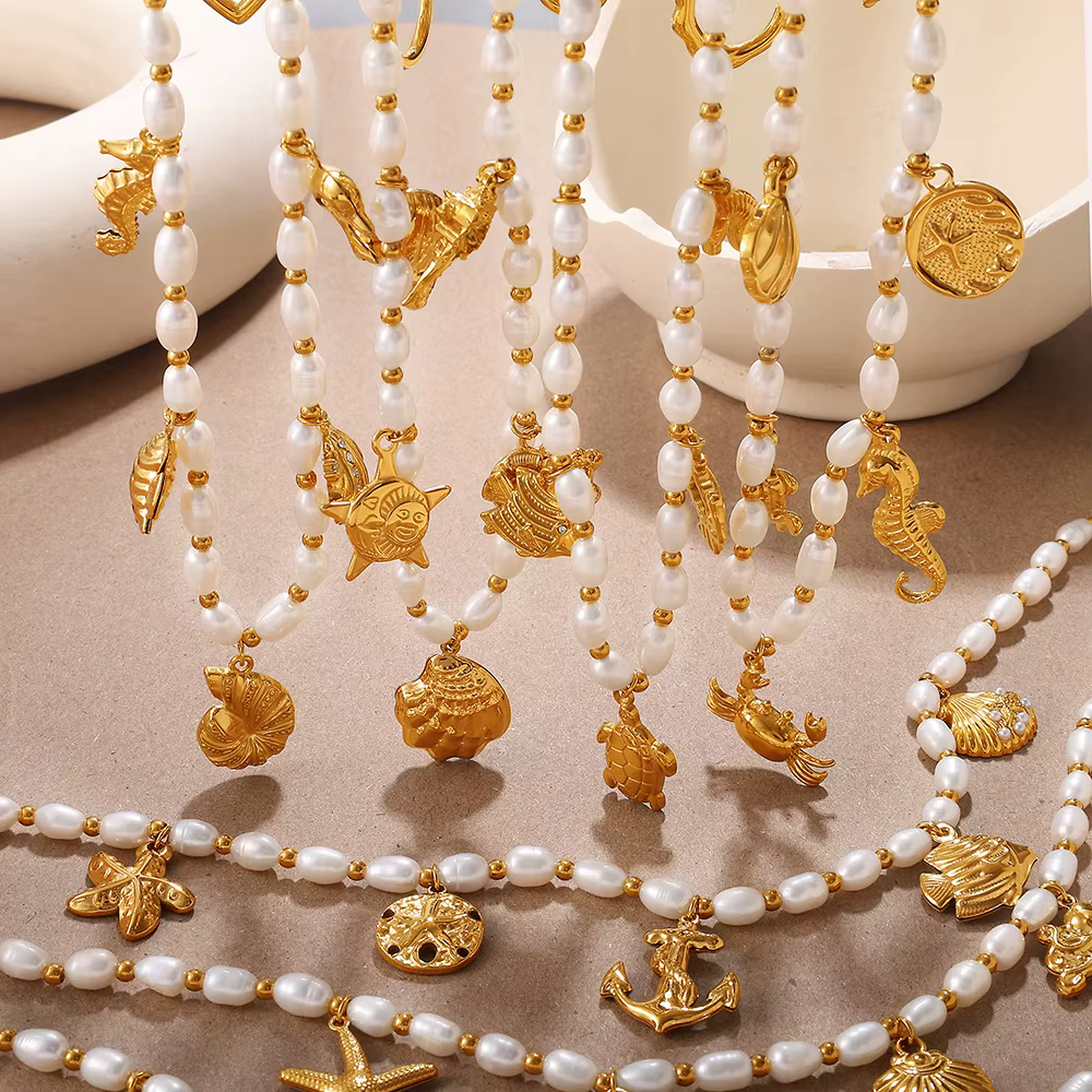 Amaiyllis Style bohème perle d'eau douce vie Marine pendentif à breloque collier bijoux pour cadeau de famille