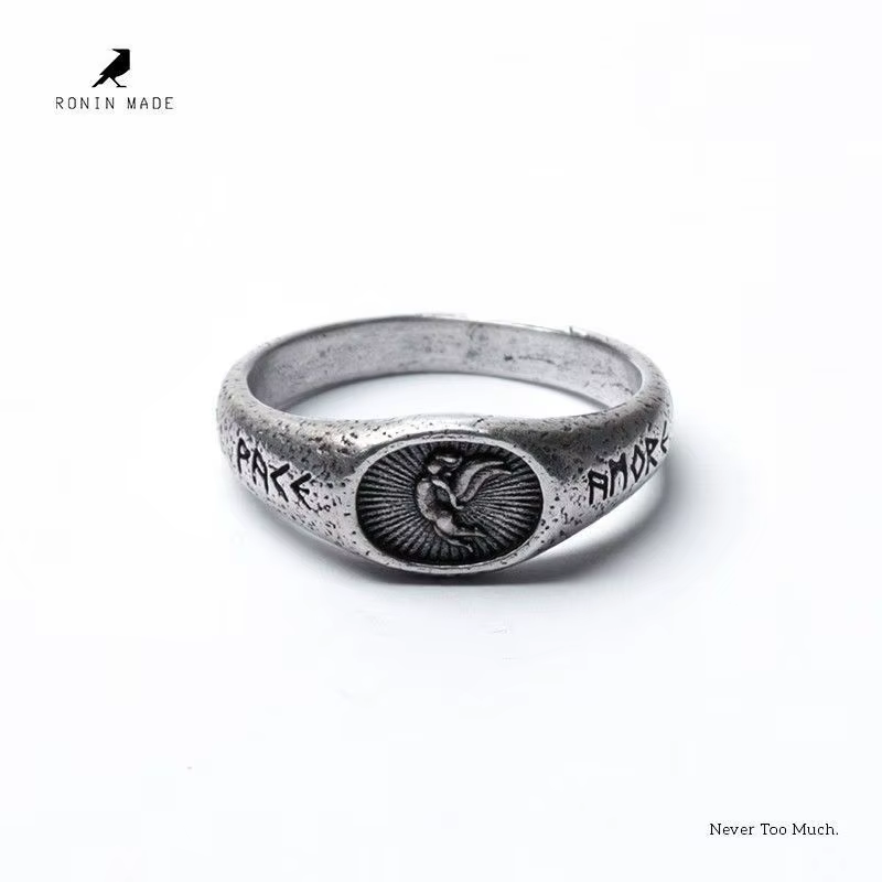 Bague pour femme, design médiéval, bague d'ange grec ancien pour homme-X